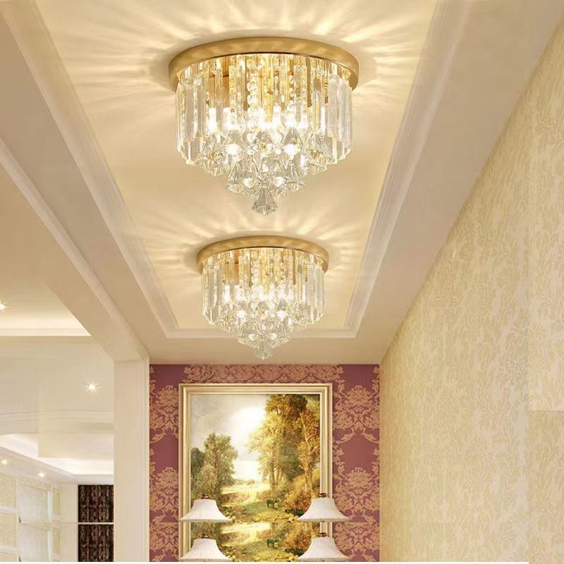 Modern Light Luxury Porch Corridor Crystal Ceiling Light Simple Balcony Entry Corridor Warm Small Ceiling Light