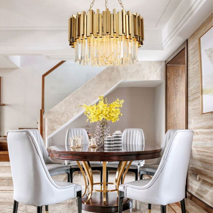 Modern Hotel Lobby Luxury Crystal Hanging Light Crystal Chandelier Lighting Big Golden Decorative European Vintage Luxury Lamp