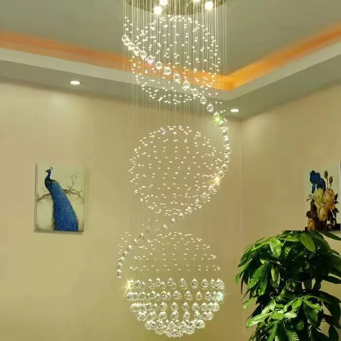 Big Nordic Modern High Ceiling Hotel Pendant Light Lobby Hanging Large Stair Cristal Led Luxury Crystal Chandelier