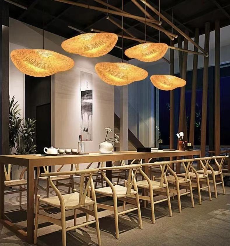 Wholesale Basket Bamboo Pendant Light Rattan Chandelier Lights With Handmade Woven Shade For Home Decor Light Fixtures