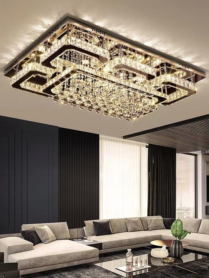 Modern Crystal Ceiling Lights Living Room Luxury Silver Ceiling Light Bedroom Led Ceiling Lamps Dining Crystal Fixtures Kitchen