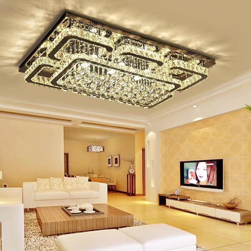 Modern Crystal Ceiling Lights Living Room Luxury Silver Ceiling Light Bedroom Led Ceiling Lamps Dining Crystal Fixtures Kitchen