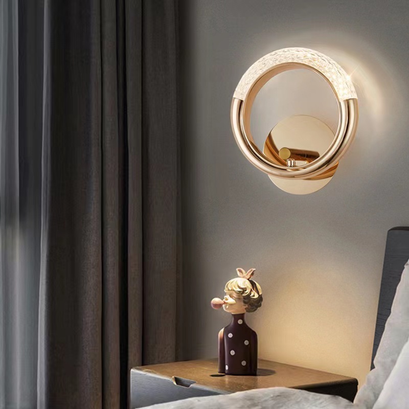 Modern Luxury Acrylic Desk Night Reading Wall Mounted Sconce Lamps Led Indoor Hotel Bedside Gold Wall Lamp Light