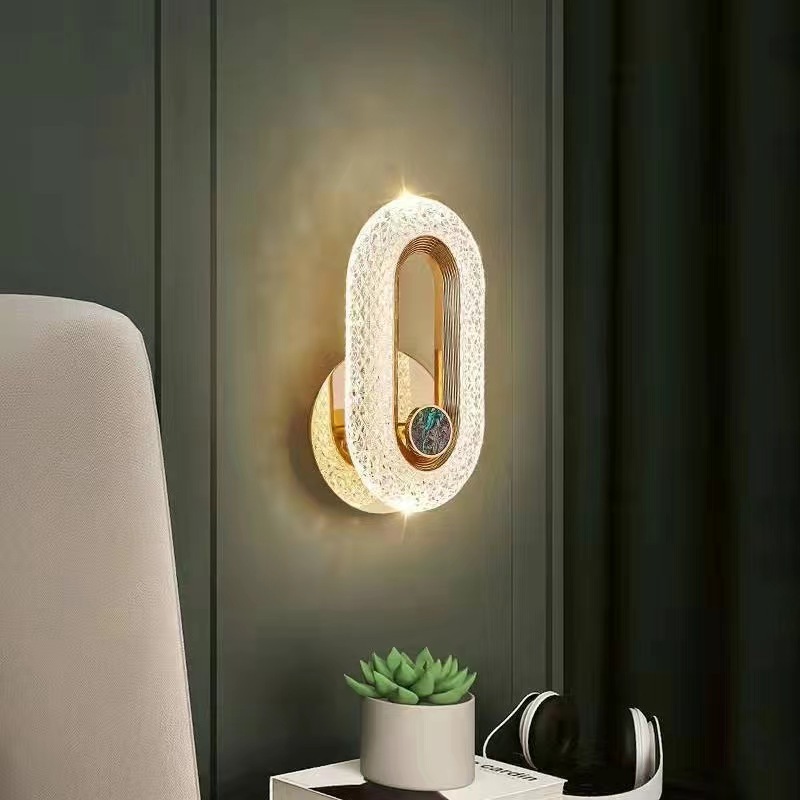 Modern Luxury Acrylic Desk Night Reading Wall Mounted Sconce Lamps Led Indoor Hotel Bedside Gold Wall Lamp Light