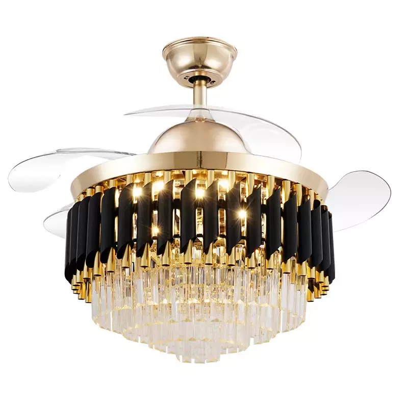 Chandelier Ceiling Fan With Light With Remote 42 Inch 3 Color With Speaker Crystal Fan Chandelier