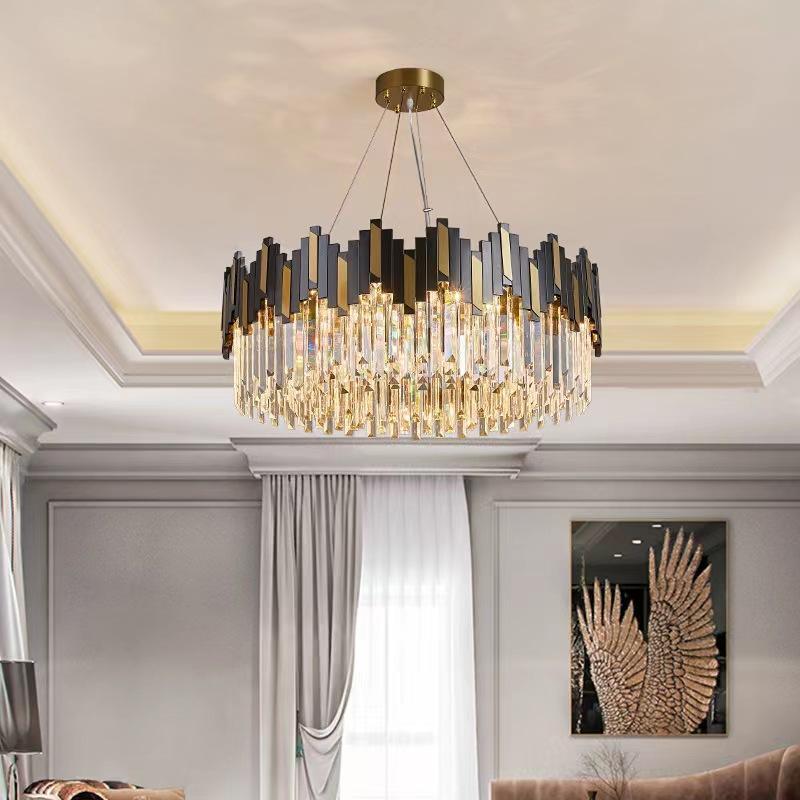 Hotel Decorative Rustic Gold Living Dining Room Hanging Lights Lighting Fixtures Led Ceiling Luxury Modern Crystal Chandeliers