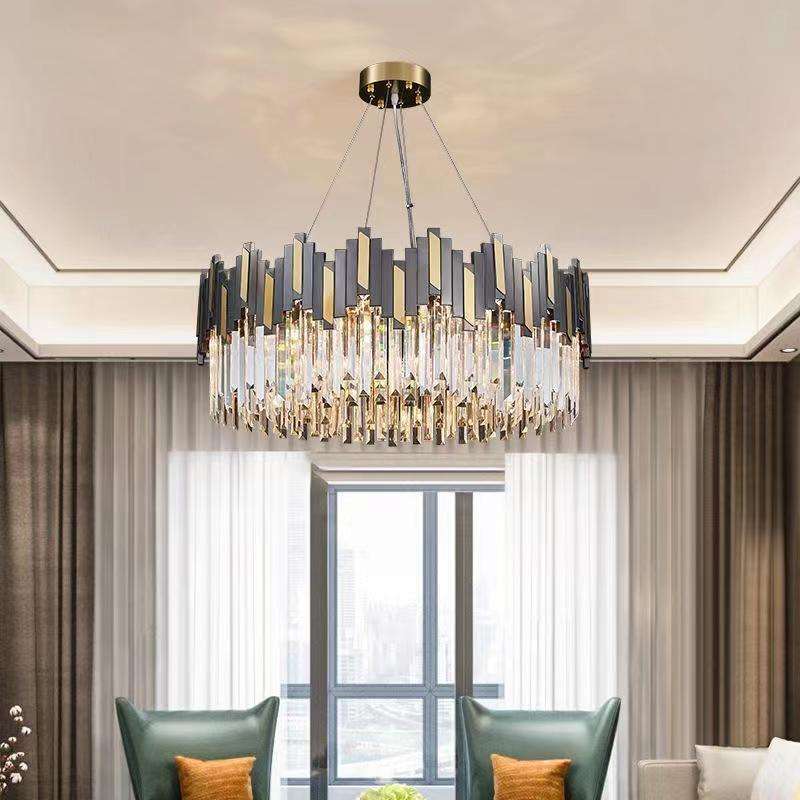 Hotel Decorative Rustic Gold Living Dining Room Hanging Lights Lighting Fixtures Led Ceiling Luxury Modern Crystal Chandeliers