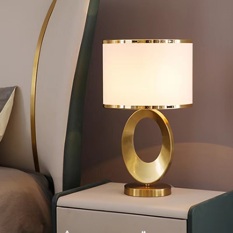 2020 Modern Decorative Bedroom Bedside Marble Base Solid Brass Desk Antique Table Lamps With Shade