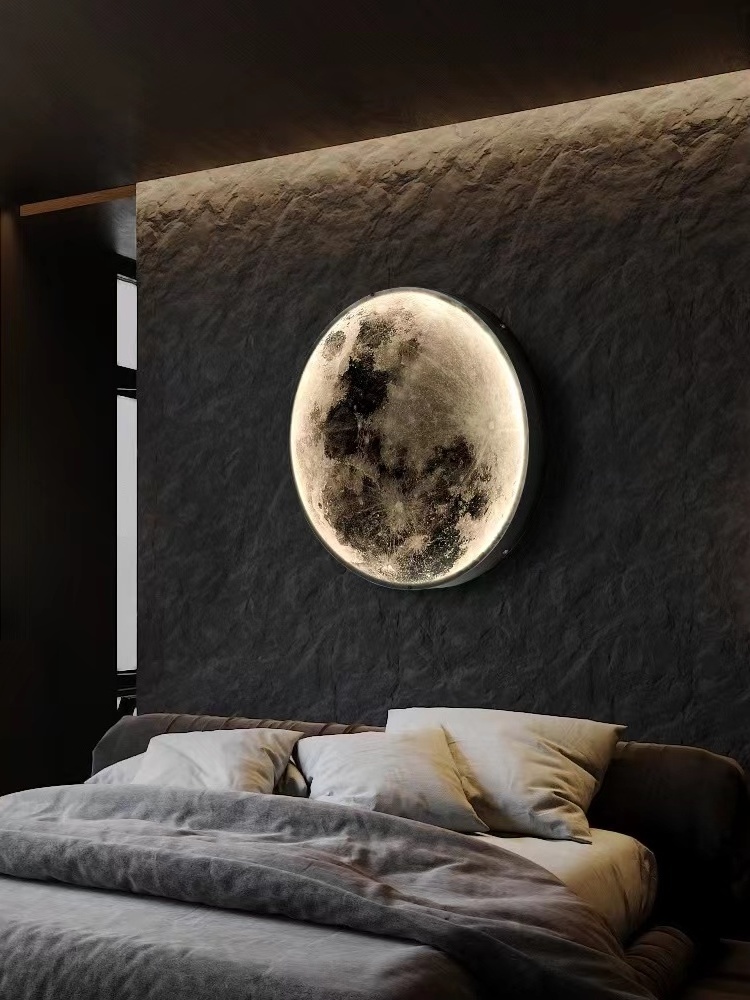 Modern Led Moon Wall Lamps Creative Corridor Mural Wall Fitting Lighting Living Room Bedroom Background Decorative Night Fixture