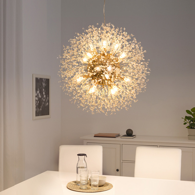 Home decor 110v/220v G9 gold pendant light restaurant round hanging lamp hotel modern dandelion crystal chandelier