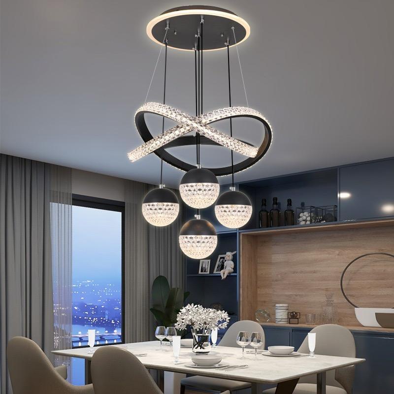 American simplicity Villa Hotel Modern Living Room Chandeliers Smoke Glass Pendant Lamp Hexagon Light For Gym