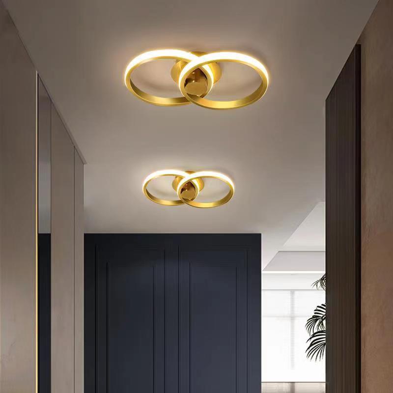 Simple And Modern Creative Corridor Aisle Foyer Ceiling Light Golden Entryway Balcony Led Ceiling Lamp