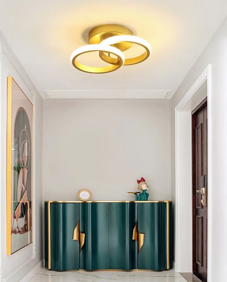 Simple And Modern Creative Corridor Aisle Foyer Ceiling Light Golden Entryway Balcony Led Ceiling Lamp