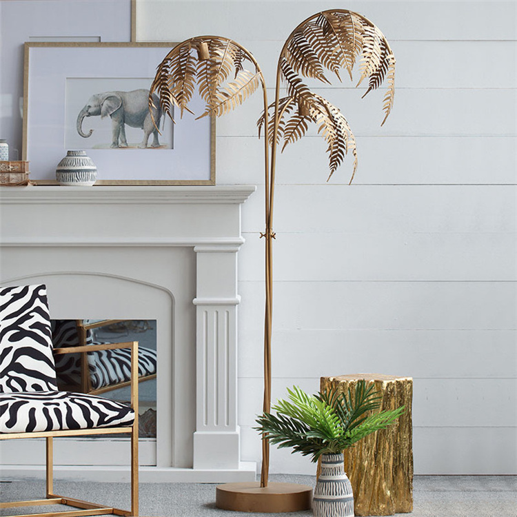 Decorative Post Modern Luxury Palm Tree Gold Floor Standing Lamp For Home Living Room