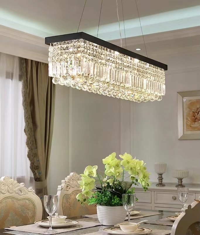 Restaurant Decorations Hotel Living Room Lamps Home Decor Pendant Light Fixture Modern Crystal Black Chandelier Ceiling