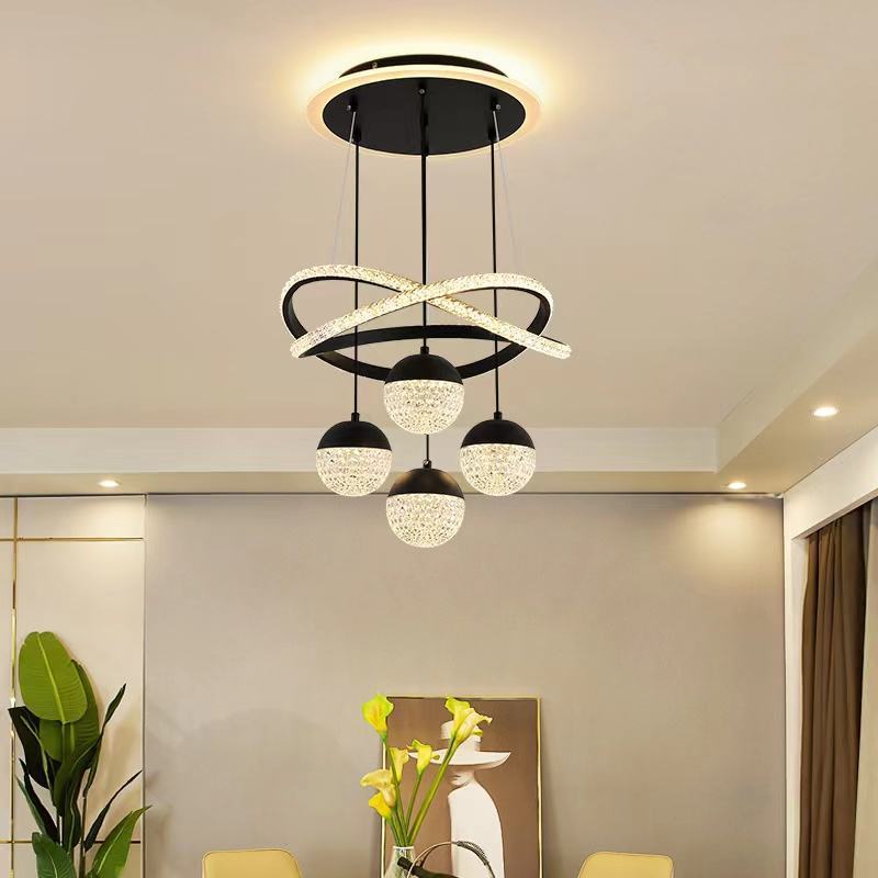 American simplicity Villa Hotel Modern Living Room Chandeliers Smoke Glass Pendant Lamp Hexagon Light For Gym