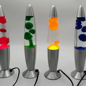 Wholesale Rocket Glass Bottle Colorful Glitter Round Base Table Light Rainbow Aluminum Body Decorate Led Lava Lamp