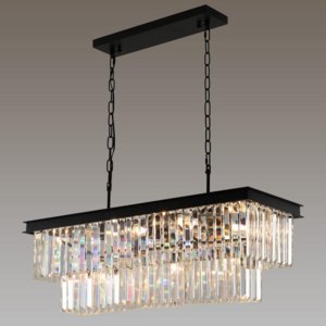 Rectangle Modern  Luxury Crystal black Chandeliers Lighting Pendant ceiling chandelier for living room and dining room