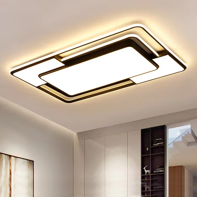 Living Room Bedroom Study Home Remote Control Dimmable Black Modern Led Ceiling Lighting