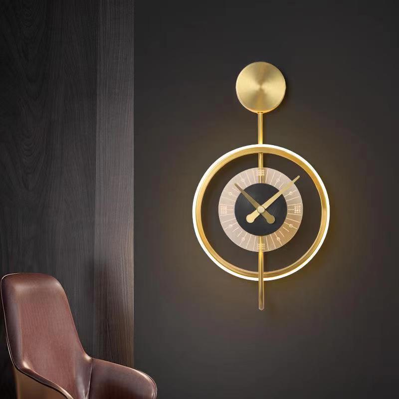 2023 New Design Modern Wall Clock With Light Wall Decoration Hanging Clock Creative Classic Wall Sconces For Bedroom