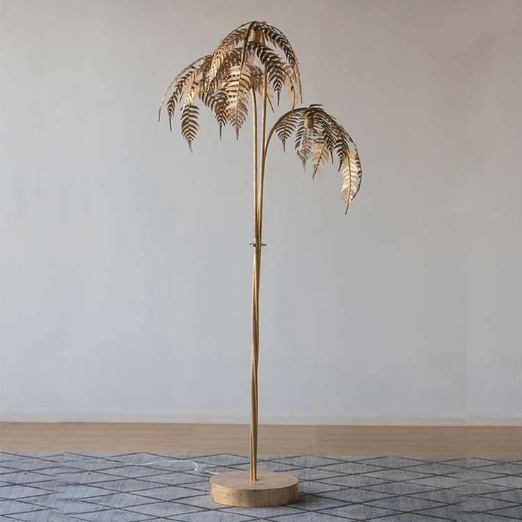 Decorative Post Modern Luxury Palm Tree Gold Floor Standing Lamp For Home Living Room