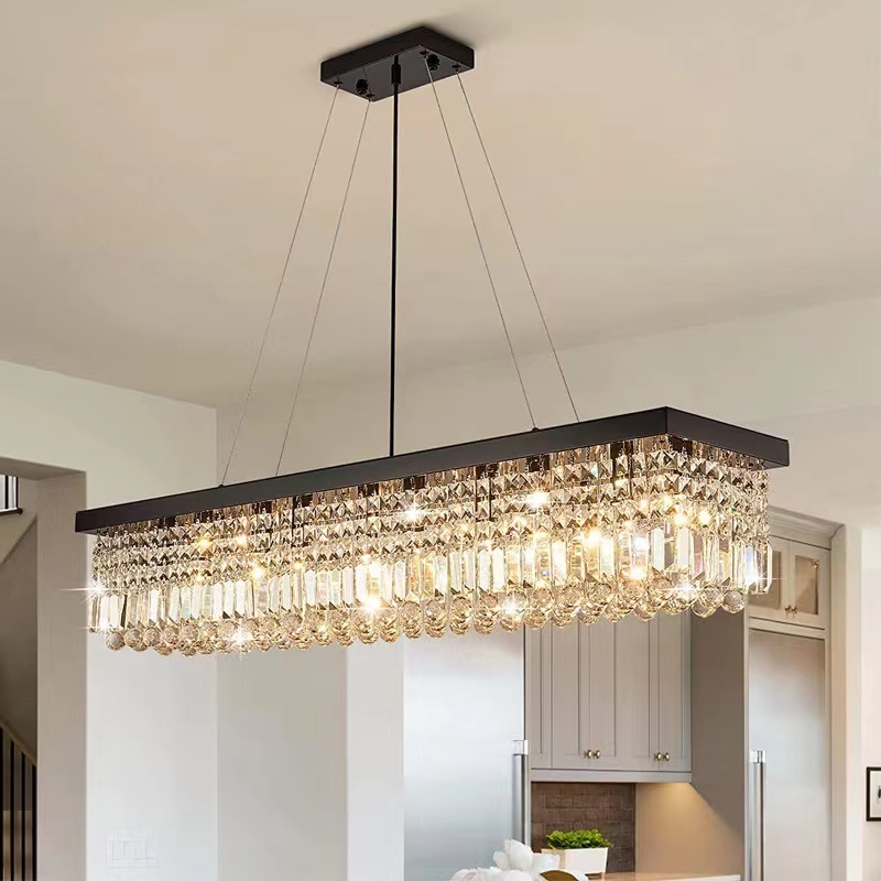 Restaurant Decorations Hotel Living Room Lamps Home Decor Pendant Light Fixture Modern Crystal Black Chandelier Ceiling