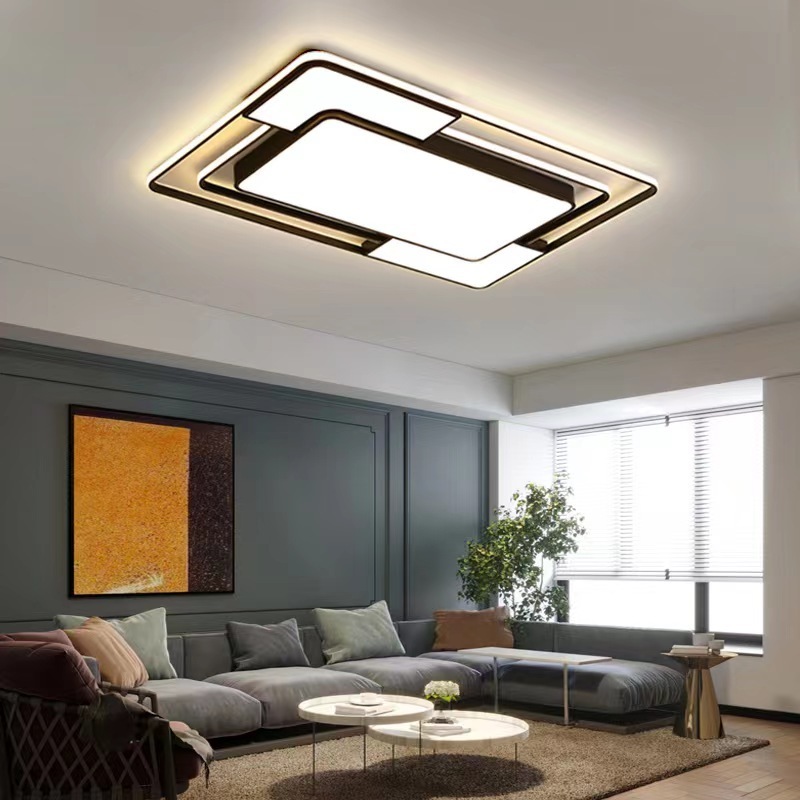 Living Room Bedroom Study Home Remote Control Dimmable Black Modern Led Ceiling Lighting