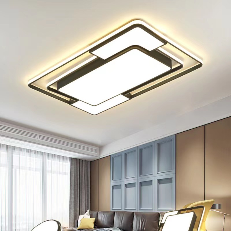 Living Room Bedroom Study Home Remote Control Dimmable Black Modern Led Ceiling Lighting