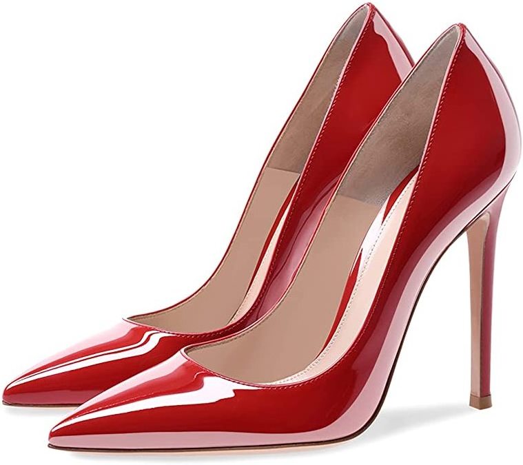 NSP002 High Heels for Women Sexy Pointed Toe Stiletto Pumps 4 inch Slip on Leather Classic Dress Office Shoes