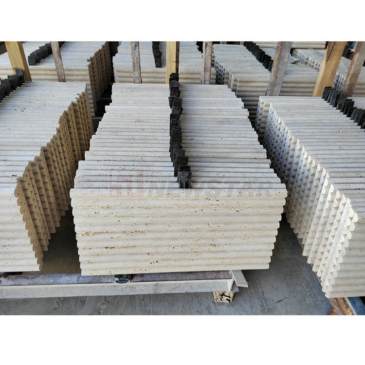 romano beige cut to size honed dubai travertine tiles outdoor flooring ribbed travertine wall tile