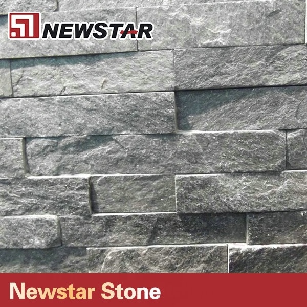 Natural black quartzite stone panel villa inner outer wall clading composite slabs factory price customized ledgestone veneer