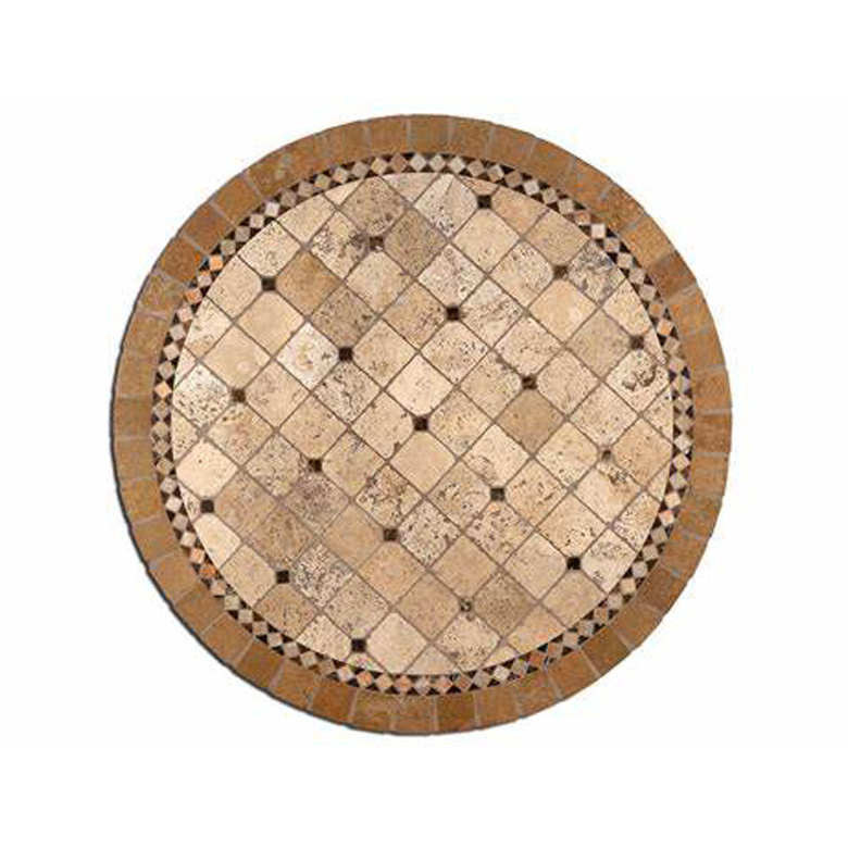 Antique travertine stone tabletop marble round mosaic table top