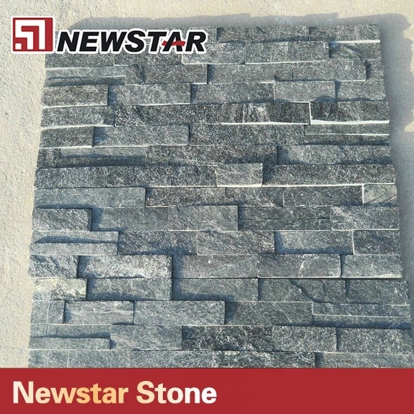 Natural black quartzite stone panel villa inner outer wall clading composite slabs factory price customized ledgestone veneer