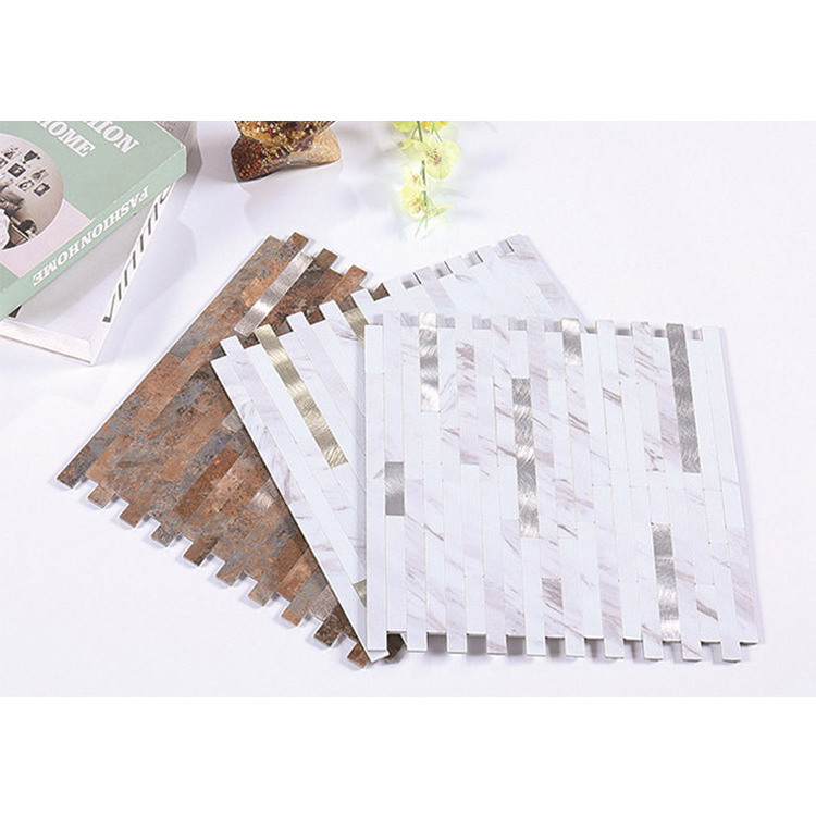 Waterproof 3D peel and stick wood stone texture wallpaper backsplash PVC wall floor peel and stick tile