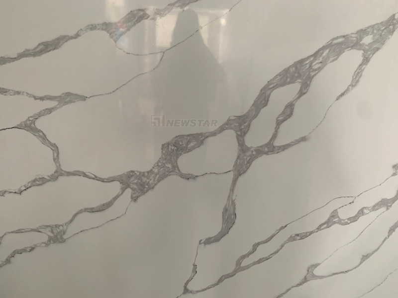 Modern 10mm white artificial quartz slab white with gray veins calacatta quartz crystal kitchen countertop marble top decoration