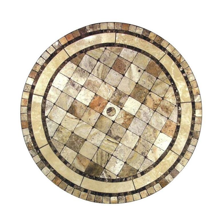 Antique travertine stone tabletop marble round mosaic table top