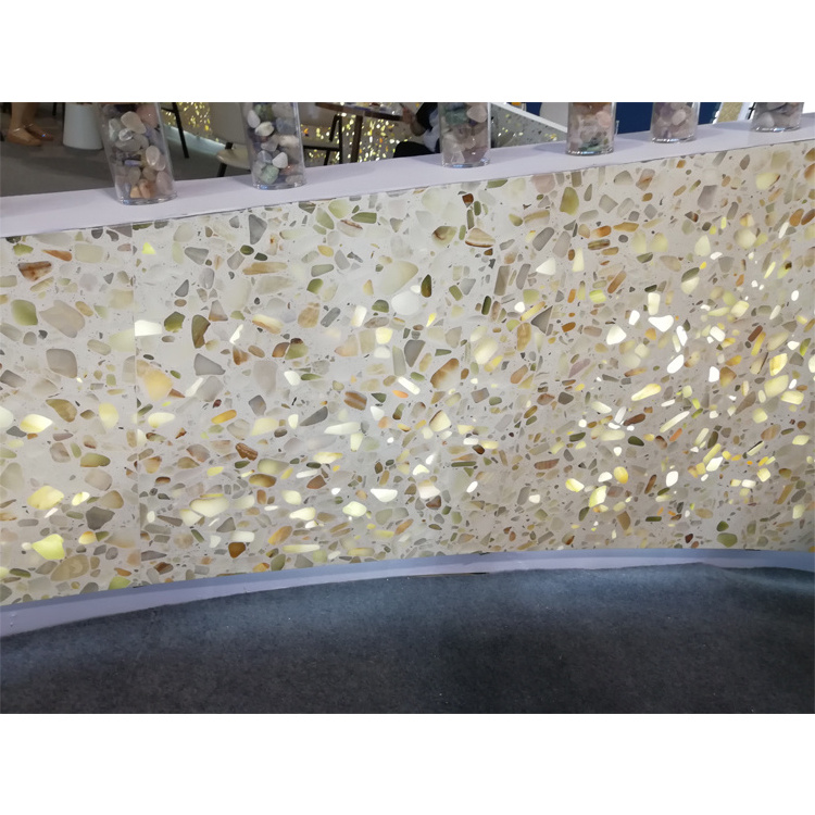 Custom backlit terrazzo for countertops vanity bath shower tray transparent onyx terrazzo tiles