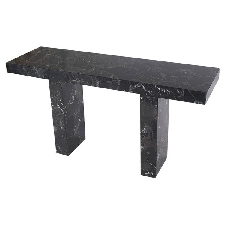 Modern luxury hallway granite natural stone desk entry table black marble console entryway table