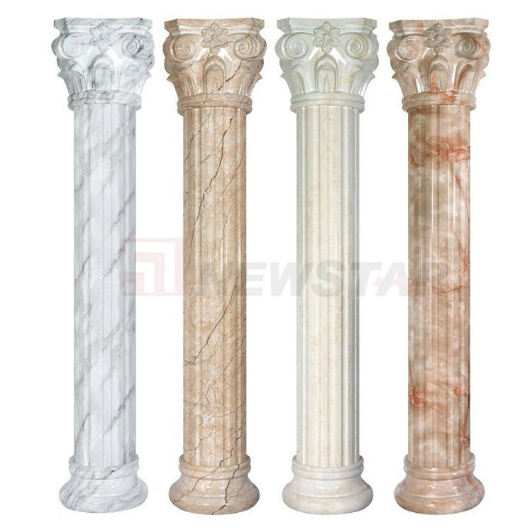 Newstar roman square pillar design ,stone carving sculpture customized design natural marble pillar column