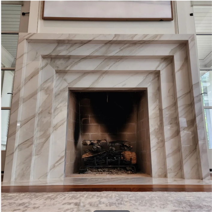 Newstar Indoor Decoration Modern Modern Fireplace 3D Fireplace Surround Home White Marble Fireplace Mantel