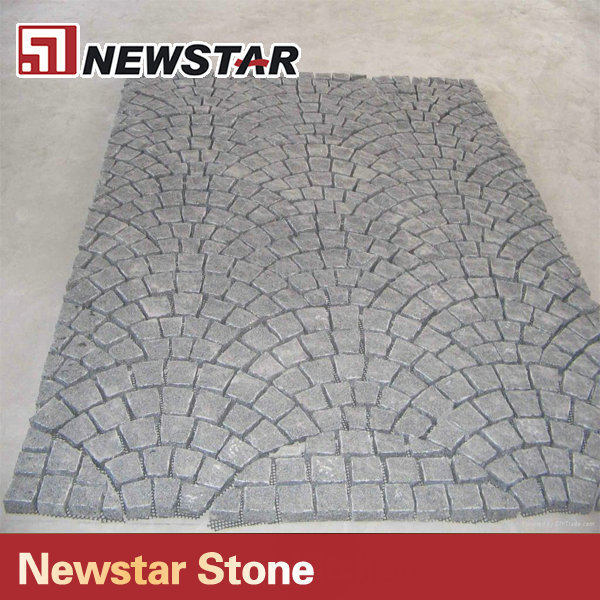 Natural Stone exterior pattern flooring Chinese granite driveway mesh cobblestone paver