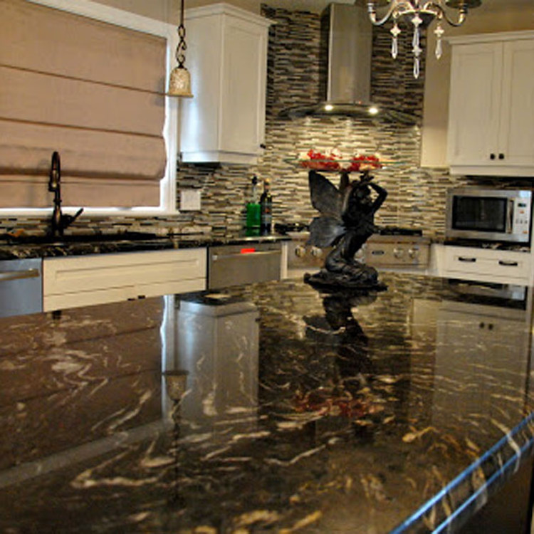 Kitchen Island Slab 3cm Edges Polished Corner Rounded House Project Black Taurus Custom Cut To Size Granite Stone Countertop