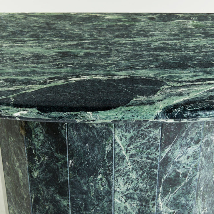 Modern Nordic fluted high green marble hall way console table  entry table modern design semi round Chinese console table luxury