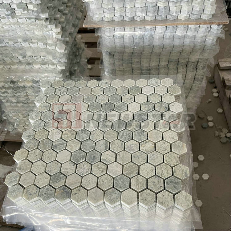 Pebble stone mosaic tile green stone mosaics exterior wall herringbone marble bathroom mosaic tile