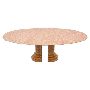 custom ellipse Large table scandinavian marble dining table and chair combination Rosso Verona round marble dining table