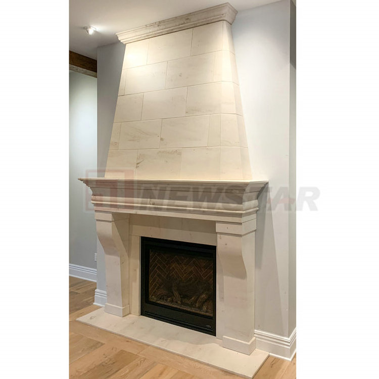 Modern design overmantel indoor stone fireplace mantel surround marble double fireplace