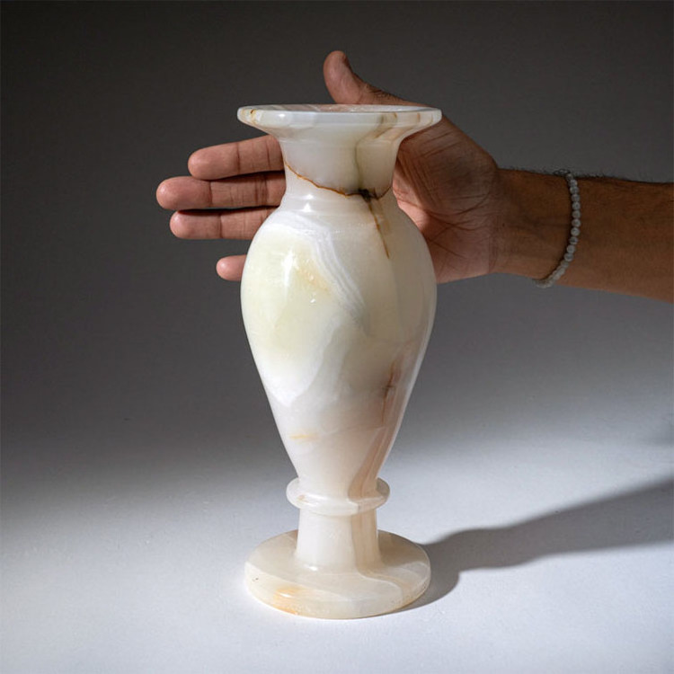 Fashion White Onyx Customized Size Marble Flower Vase for Home Decoration Travertine