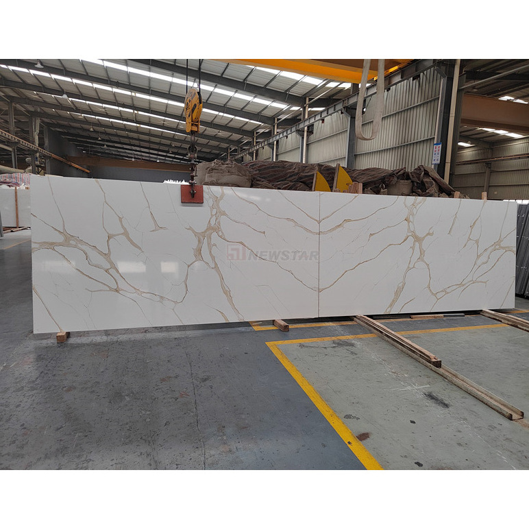 Wholesale largest size custom artificial marble reception desk calacatta gold marble quartz countertops for kitchens luxury