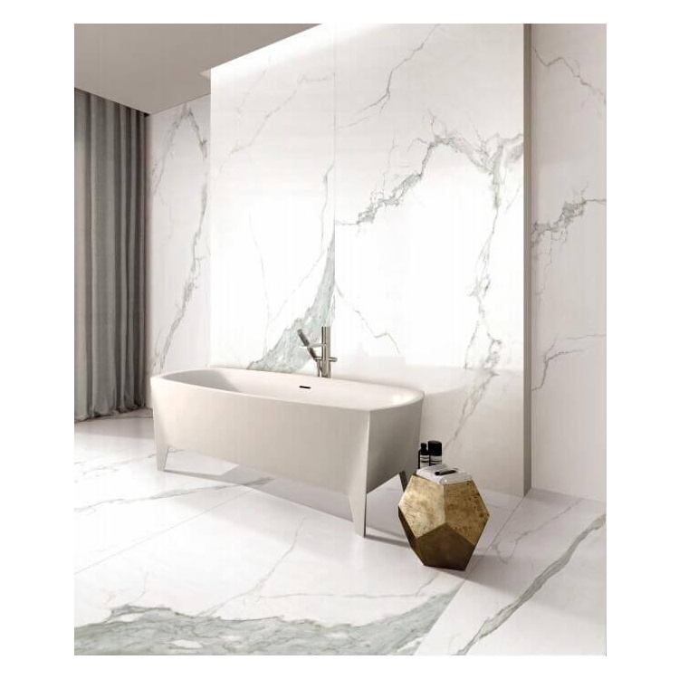 Italian design calacatta statuario white marble veins faux quartz panels artificial white quartz for shower walls