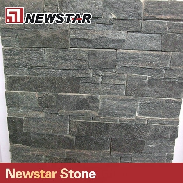 Natural black quartzite stone panel villa inner outer wall clading composite slabs factory price customized ledgestone veneer